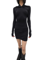 Robe courte noire nœud col Kairo Ls Mini Lilies Rick Owens femme LI02E 3568 JBWS 09 boutique Strasbourg vêtement mode