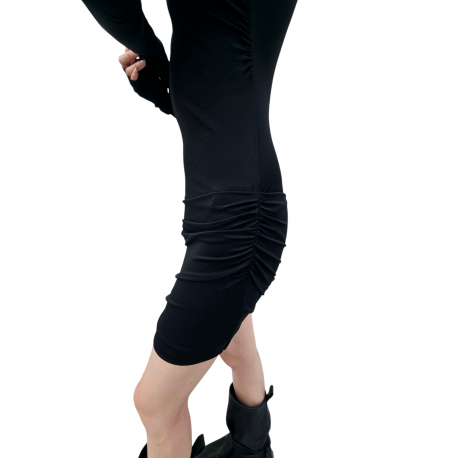 Robe courte noire nœud col Kairo Ls Mini Lilies Rick Owens femme LI02E 3568 JBWS 09 boutique Strasbourg vêtement mode