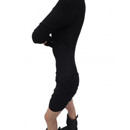 Robe courte noire nœud col Kairo Ls Mini Lilies Rick Owens femme LI02E 3568 JBWS 09 boutique Strasbourg vêtement mode