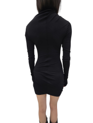 Robe courte noire nœud col Kairo Ls Mini Lilies Rick Owens femme LI02E 3568 JBWS 09 boutique Strasbourg vêtement mode