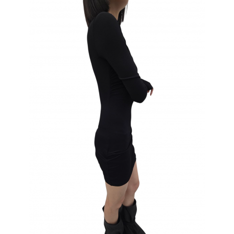 Robe courte noire nœud col Kairo Ls Mini Lilies Rick Owens femme LI02E 3568 JBWS 09 boutique Strasbourg vêtement mode