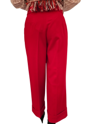 Pantalon jersey rouge court large revers Essentiel Antwerp Femme IMO SA13 boutique Strasbourg vêtement mode concept store