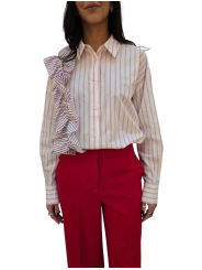 Pantalon jersey rouge court large revers Essentiel Antwerp Femme IMO SA13 boutique Strasbourg vêtement mode concept store