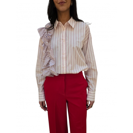 Pantalon jersey rouge court large revers Essentiel Antwerp Femme IMO SA13 boutique Strasbourg vêtement mode concept store
