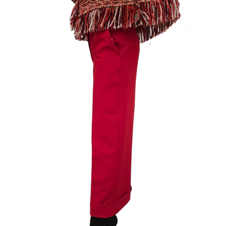 Pantalon jersey rouge court large revers Essentiel Antwerp Femme IMO SA13 boutique Strasbourg vêtement mode concept store