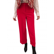 Pantalon jersey rouge court large revers Essentiel Antwerp Femme IMO SA13 boutique Strasbourg vêtement mode concept store