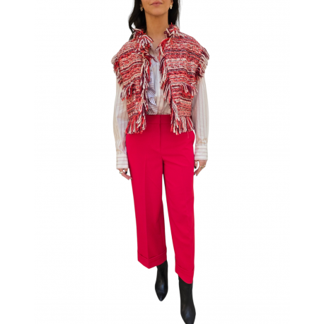 Pantalon jersey rouge court large revers Essentiel Antwerp Femme IMO SA13 boutique Strasbourg vêtement mode concept store