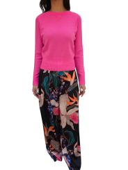 Pantalon large fluide print floral navy multi Essentiel Antwerp Femme IPANTS I2BL boutique Strasbourg vêtement fashion