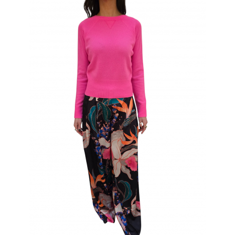 Pantalon large fluide print floral navy multi Essentiel Antwerp Femme IPANTS I2BL boutique Strasbourg vêtement fashion