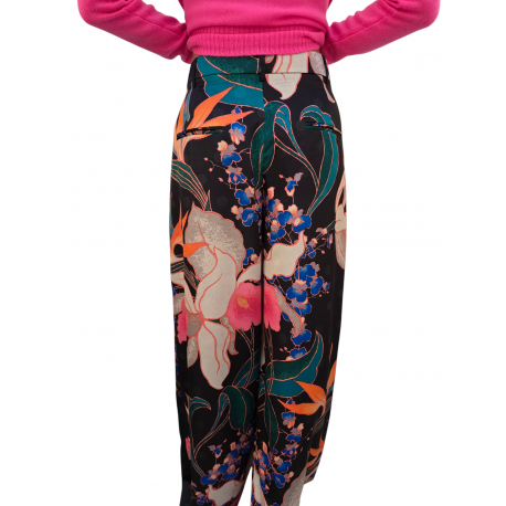 Pantalon large fluide print floral navy multi Essentiel Antwerp Femme IPANTS I2BL boutique Strasbourg vêtement fashion