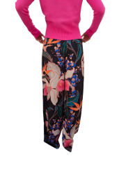 Pantalon large fluide print floral navy multi Essentiel Antwerp Femme IPANTS I2BL boutique Strasbourg vêtement fashion