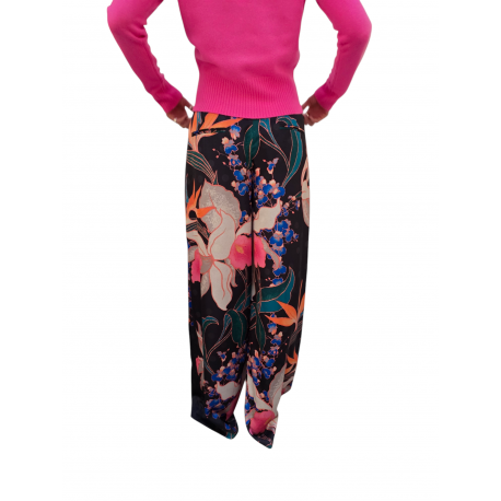 Pantalon large fluide print floral navy multi Essentiel Antwerp Femme IPANTS I2BL boutique Strasbourg vêtement fashion