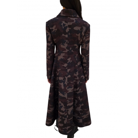 Manteau couture camouflage choco noir Essentiel Antwerp Femme IPANEMA I1RT boutique Strasbourg vêtement fashion mode