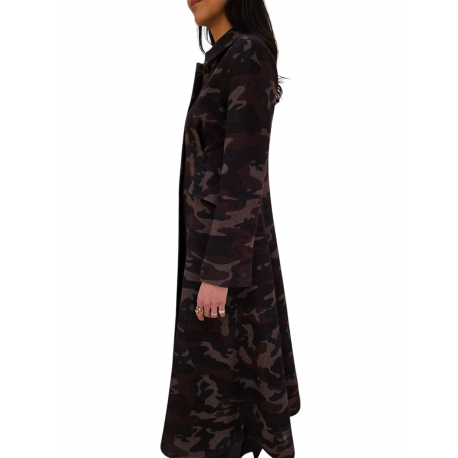 Manteau couture camouflage choco noir Essentiel Antwerp Femme IPANEMA I1RT boutique Strasbourg vêtement fashion mode
