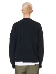 Pull col rond noir yack couture buste Isabel Benenato homme UK01 01boutique Strasbourg vêtement fashion mode pullover