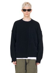 Pull col rond noir yack couture buste Isabel Benenato homme UK01 01boutique Strasbourg vêtement fashion mode pullover