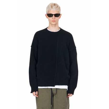 Pull col rond noir yack couture buste Isabel Benenato homme UK01 01boutique Strasbourg vêtement fashion mode pullover