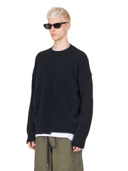 Pull col rond noir yack couture buste Isabel Benenato homme UK01 01boutique Strasbourg vêtement fashion mode pullover