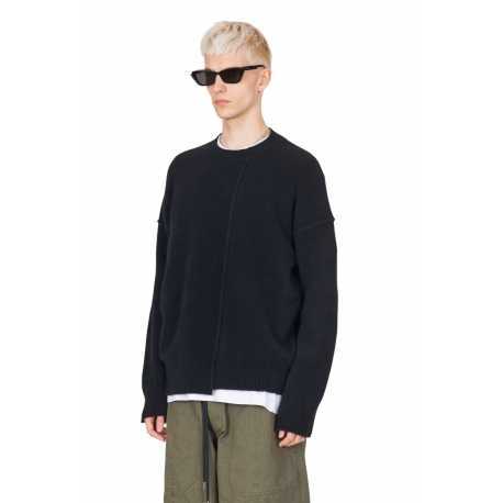 Pull col rond noir yack couture buste Isabel Benenato homme UK01 01boutique Strasbourg vêtement fashion mode pullover