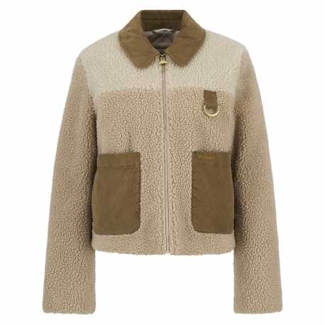 Blouson bouclette matelassé sable ecru velours camel Malena Fleece Barbour femme LFL0080 BE11 boutique Strasbourg vêtement