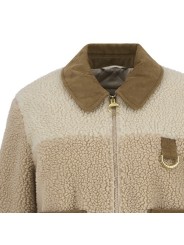 Blouson bouclette matelassé sable ecru velours camel Malena Fleece Barbour femme LFL0080 BE11 boutique Strasbourg vêtement