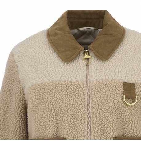 Blouson bouclette matelassé sable ecru velours camel Malena Fleece Barbour femme LFL0080 BE11 boutique Strasbourg vêtement