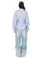 Chemise rayée blanc bleu plissée coton Isabel Benenato femme DW72 F25 2614 boutique Strasbourg vêtement fashion mode 