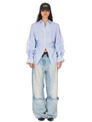 Chemise rayée blanc bleu plissée coton Isabel Benenato femme DW72 F25 2614 boutique Strasbourg vêtement fashion mode 
