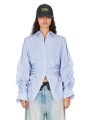 Chemise rayée blanc bleu plissée coton Isabel Benenato femme DW72 F25 2614 boutique Strasbourg vêtement fashion mode 