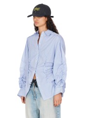 Chemise rayée blanc bleu plissée coton Isabel Benenato femme DW72 F25 2614 boutique Strasbourg vêtement fashion mode 