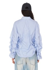 Chemise rayée blanc bleu plissée coton Isabel Benenato femme DW72 F25 2614 boutique Strasbourg vêtement fashion mode 