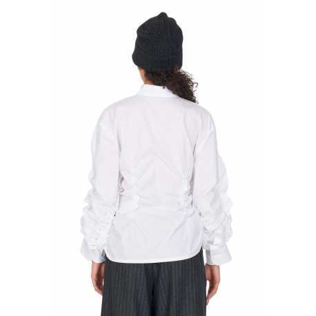 CHEMISE BLANCHE PLISSEE COTON DW72 F25 02 ISABEL BENENATO FEMME boutique Strasbourg vêtement fashion mode 