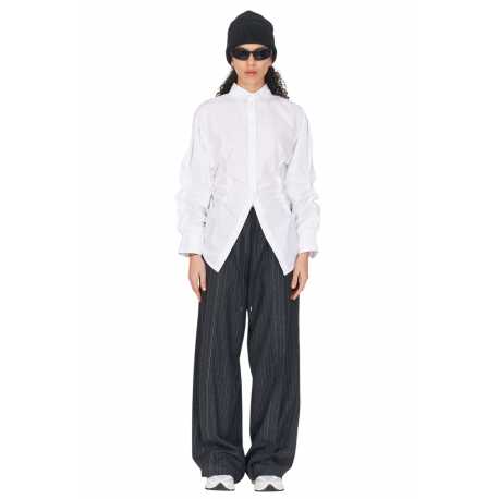 CHEMISE BLANCHE PLISSEE COTON DW72 F25 02 ISABEL BENENATO FEMME boutique Strasbourg vêtement fashion mode 