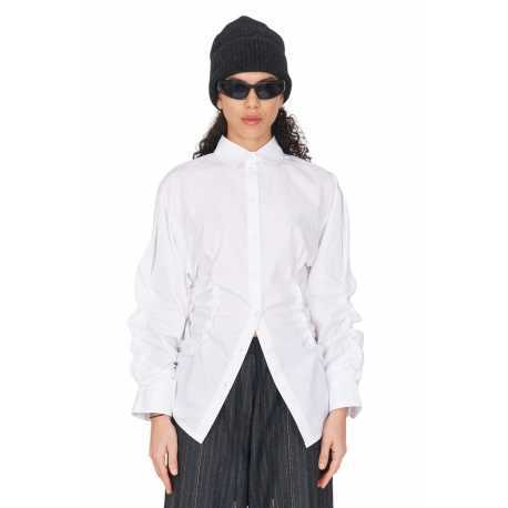 CHEMISE BLANCHE PLISSEE COTON DW72 F25 02 ISABEL BENENATO FEMME boutique Strasbourg vêtement fashion mode 