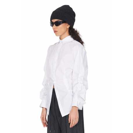 CHEMISE BLANCHE PLISSEE COTON DW72 F25 02 ISABEL BENENATO FEMME boutique Strasbourg vêtement fashion mode 