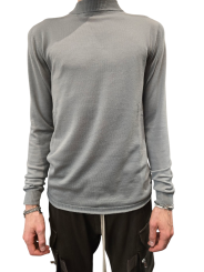 Pull bleu wash col montant Mérinos Rick Owens Homme RU02E 1625 M 06 boutique Strasbourg vêtement fashion mode