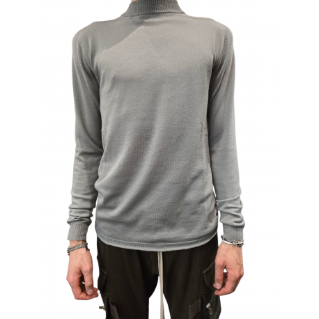 Pull bleu wash col montant Mérinos Rick Owens Homme RU02E 1625 M 06 boutique Strasbourg vêtement fashion mode