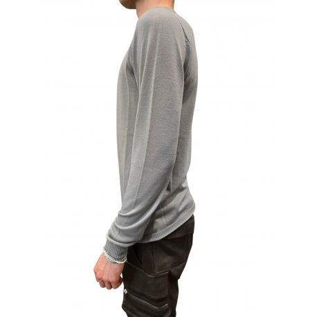 Pull bleu wash col montant Mérinos Rick Owens Homme RU02E 1625 M 06 boutique Strasbourg vêtement fashion mode