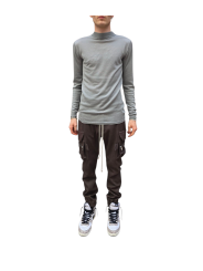 Pull bleu wash col montant Mérinos Rick Owens Homme RU02E 1625 M 06 boutique Strasbourg vêtement fashion mode