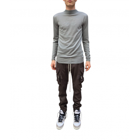 Pull bleu wash col montant Mérinos Rick Owens Homme RU02E 1625 M 06 boutique Strasbourg vêtement fashion mode
