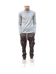 Pull bleu wash col montant Mérinos Rick Owens Homme RU02E 1625 M 06 boutique Strasbourg vêtement fashion mode