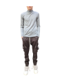 Pull bleu wash col montant Mérinos Rick Owens Homme RU02E 1625 M 06 boutique Strasbourg vêtement fashion mode