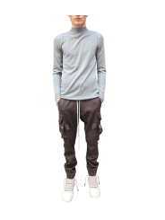 Pull bleu wash col montant Mérinos Rick Owens Homme RU02E 1625 M 06 boutique Strasbourg vêtement fashion mode