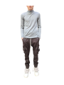 Pull bleu wash col montant Mérinos Rick Owens Homme RU02E 1625 M 06 boutique Strasbourg vêtement fashion mode