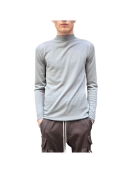 Pull bleu wash col montant Mérinos Rick Owens Homme RU02E 1625 M 06 boutique Strasbourg vêtement fashion mode