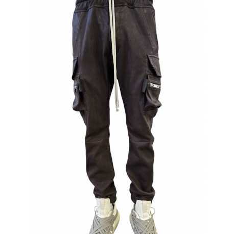 Pantalon Mastodon cargo Dark Dust Cuir agneau stretch Rick Owens homme RU02E 1396 LSV 78 vêtement boutique Strasbourg