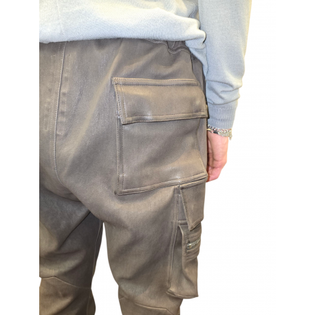 Pantalon Mastodon cargo Dark Dust Cuir agneau stretch Rick Owens homme RU02E 1396 LSV 78 vêtement boutique Strasbourg