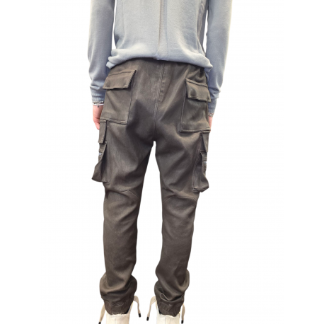 Pantalon Mastodon cargo Dark Dust Cuir agneau stretch Rick Owens homme RU02E 1396 LSV 78 vêtement boutique Strasbourg