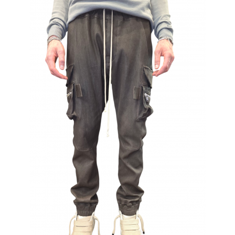 Pantalon Mastodon cargo Dark Dust Cuir agneau stretch Rick Owens homme RU02E 1396 LSV 78 vêtement boutique Strasbourg