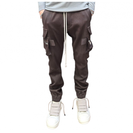 Pantalon Mastodon cargo Dark Dust Cuir agneau stretch Rick Owens homme RU02E 1396 LSV 78 vêtement boutique Strasbourg